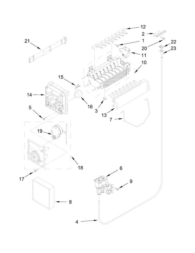 Ice Maker Parts Diagram and Parts List for WRS331FDDB00  Whirlpool Refrigerator