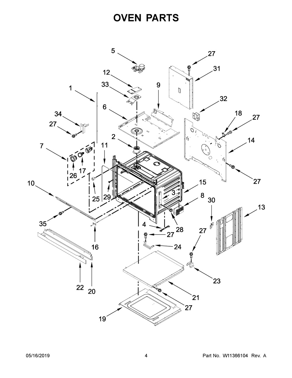 Oven Parts Diagram and Parts List for WOS31ES7JS00  Whirlpool Wall Oven