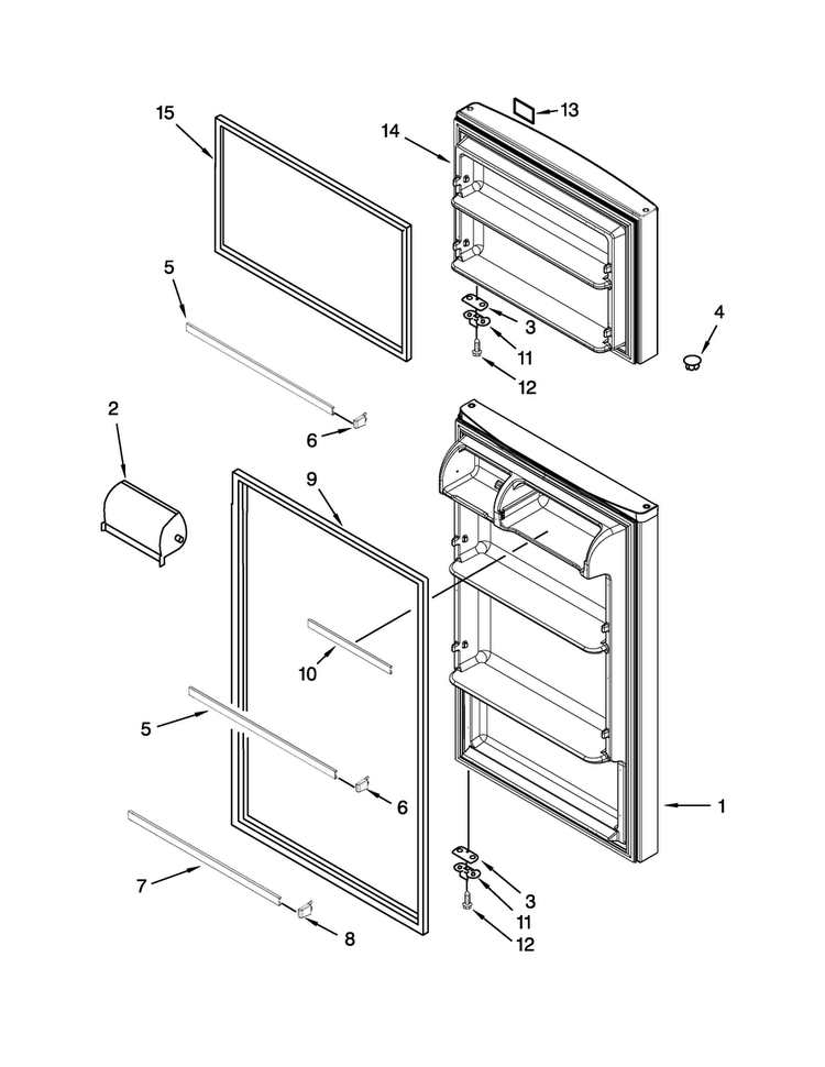 Door Parts Diagram and Parts List for W8RXCGFXQ04  Whirlpool Refrigerator