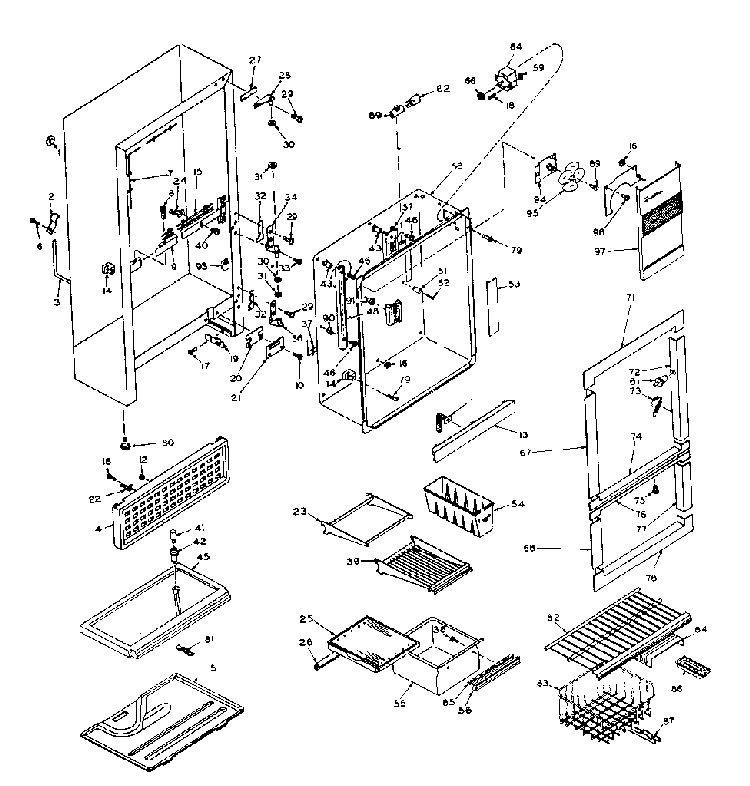 Cabinet Parts Diagram and Parts List for 106U14FL  Kenmore Refrigerator