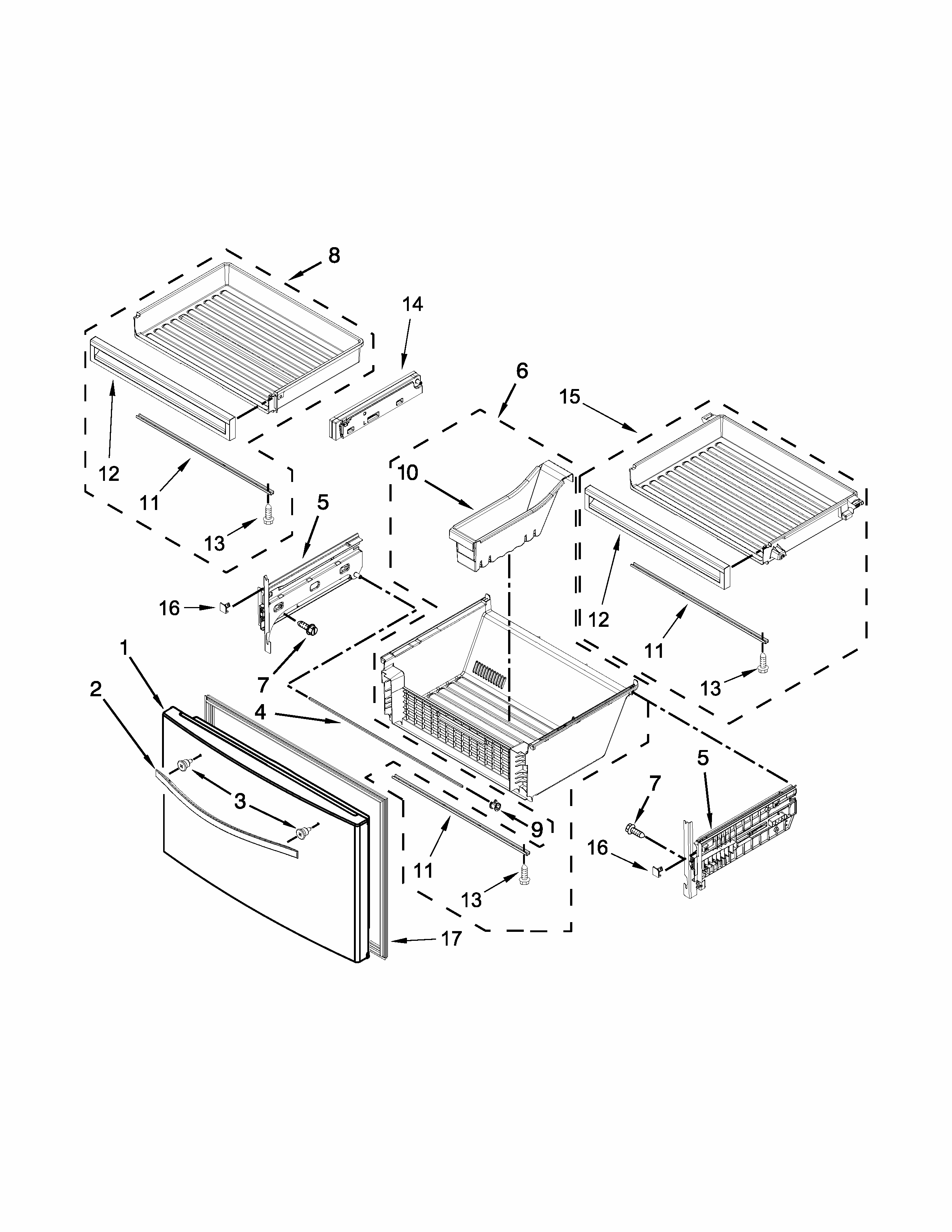Freezer Door Parts Diagram and Parts List for 596723824102  Kenmore Refrigerator