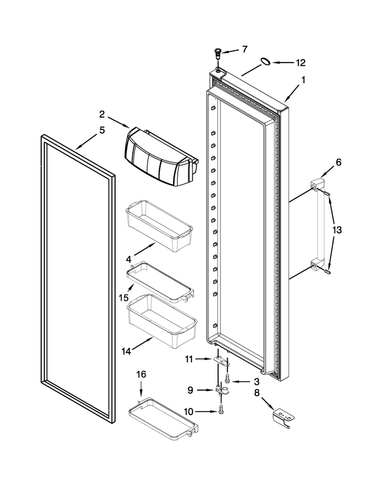 Refrigerator Door Parts Diagram and Parts List for KSC24C8EYP04  KitchenAid Refrigerator