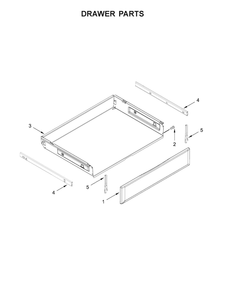 Drawer Parts Diagram and Parts List for KFGG500EBL1  KitchenAid Range