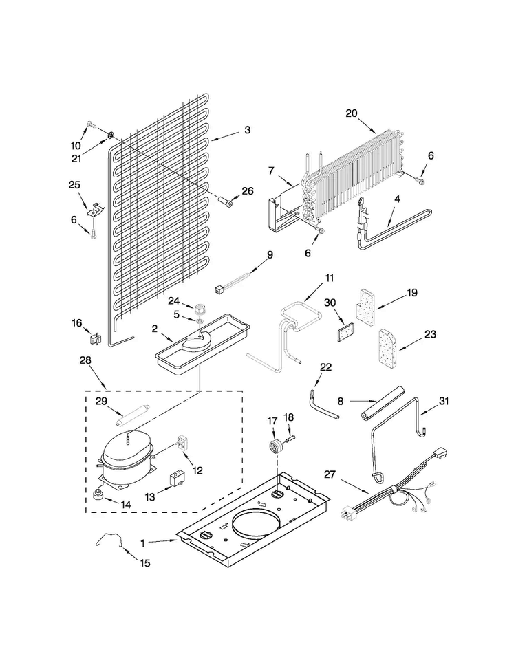 Unit Parts Diagram and Parts List for W4TXNWFWT03  Whirlpool Refrigerator