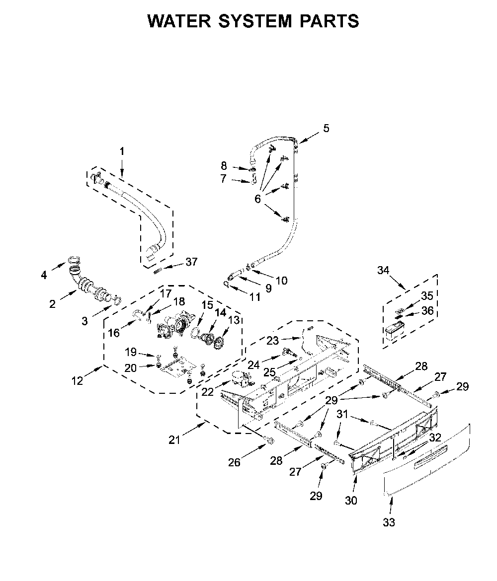 Water system parts Diagram and Parts List for 7MWFW6622HW1  Whirlpool Washer