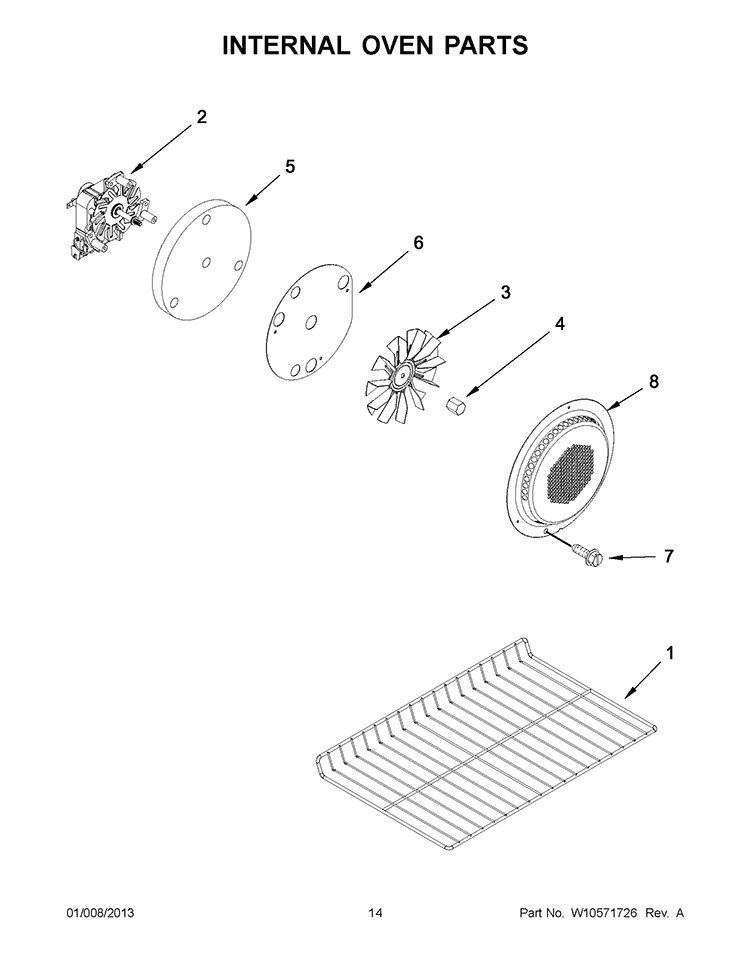 INTERNAL OVEN PARTS Diagram and Parts List for GGG390LXB05  Whirlpool Range