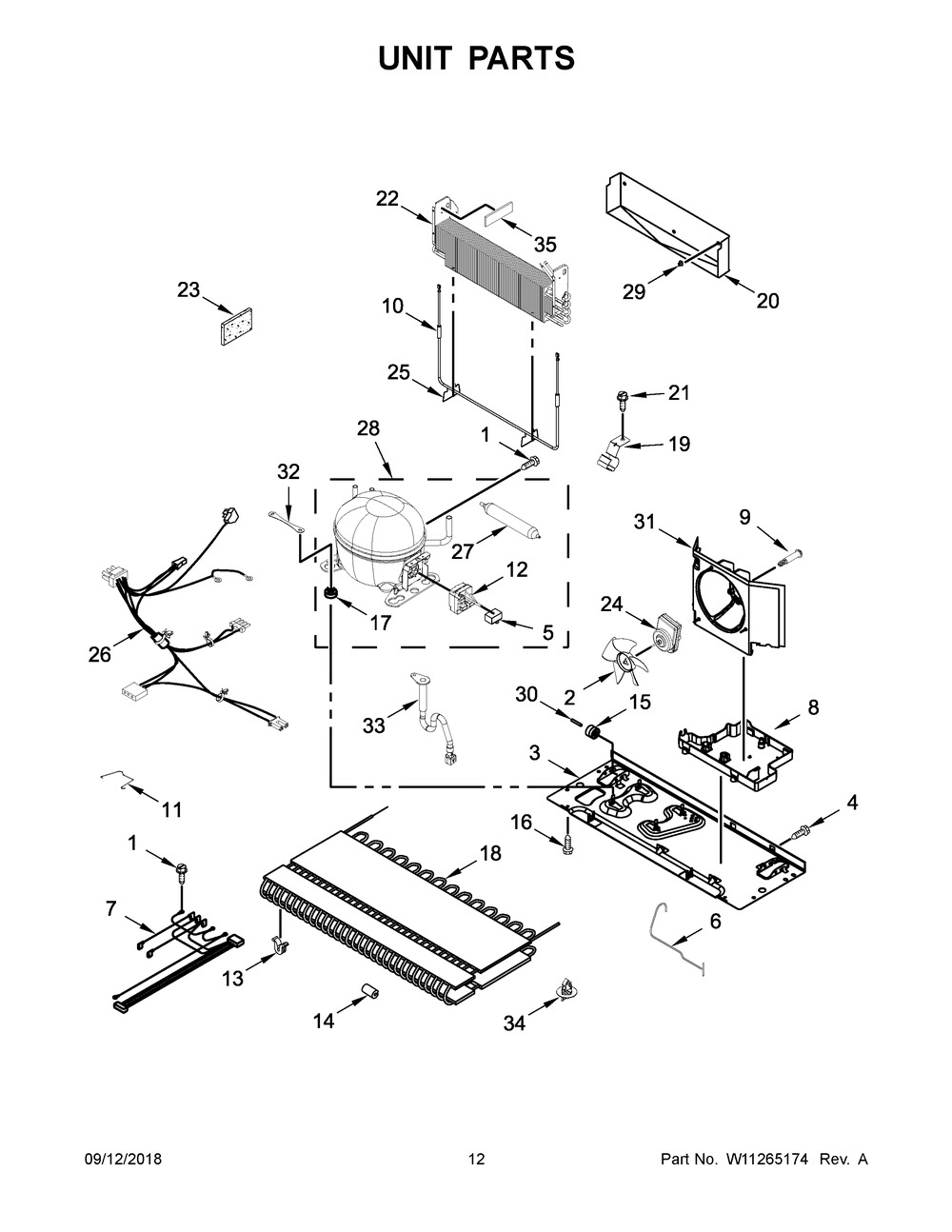 Unit Parts Diagram and Parts List for WRFA35SWHZ01  Whirlpool Refrigerator