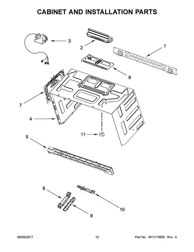 07 - Cabinet And Installation Parts Diagram and Parts List for YWMHA9019HZ0  Whirlpool Microwave Oven Combo