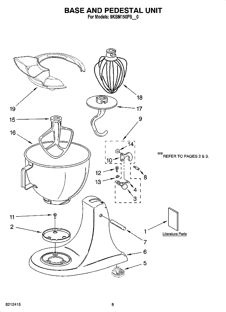 BASE AND PEDESTAL UNIT, OPTIONAL PARTS Diagram and Parts List for 9KSM150PSOB0  KitchenAid Mixer