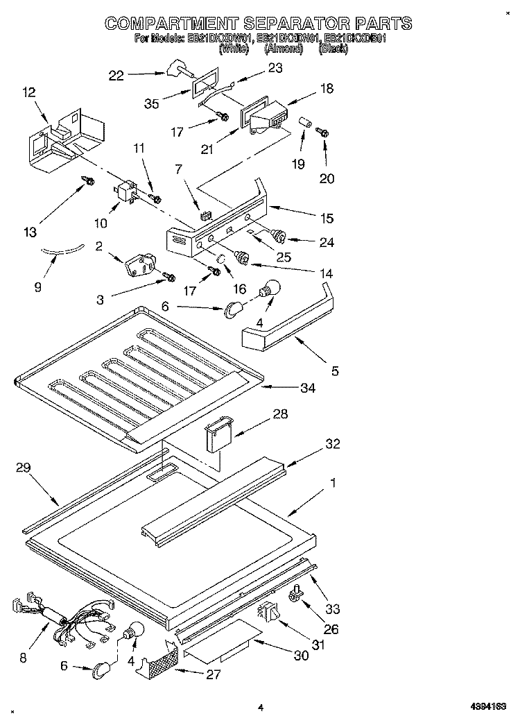 COMPARTMENT SEPARATOR Diagram and Parts List for EB21DKXDB01  Whirlpool Refrigerator
