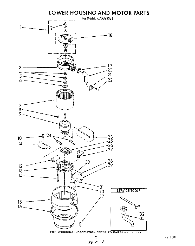 SECTION Diagram and Parts List for KCDS250S1  KitchenAid Food Waste Disposer