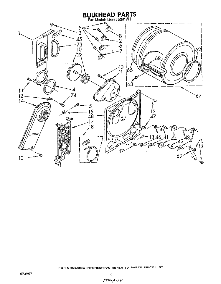 SECTION Diagram and Parts List for LE5800XMW1  Whirlpool Dryer