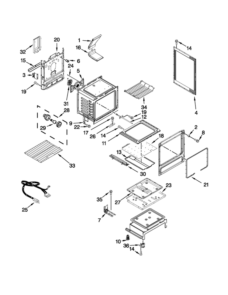 Chassis Parts Diagram and Parts List for KGRS306BSS1  KitchenAid Range