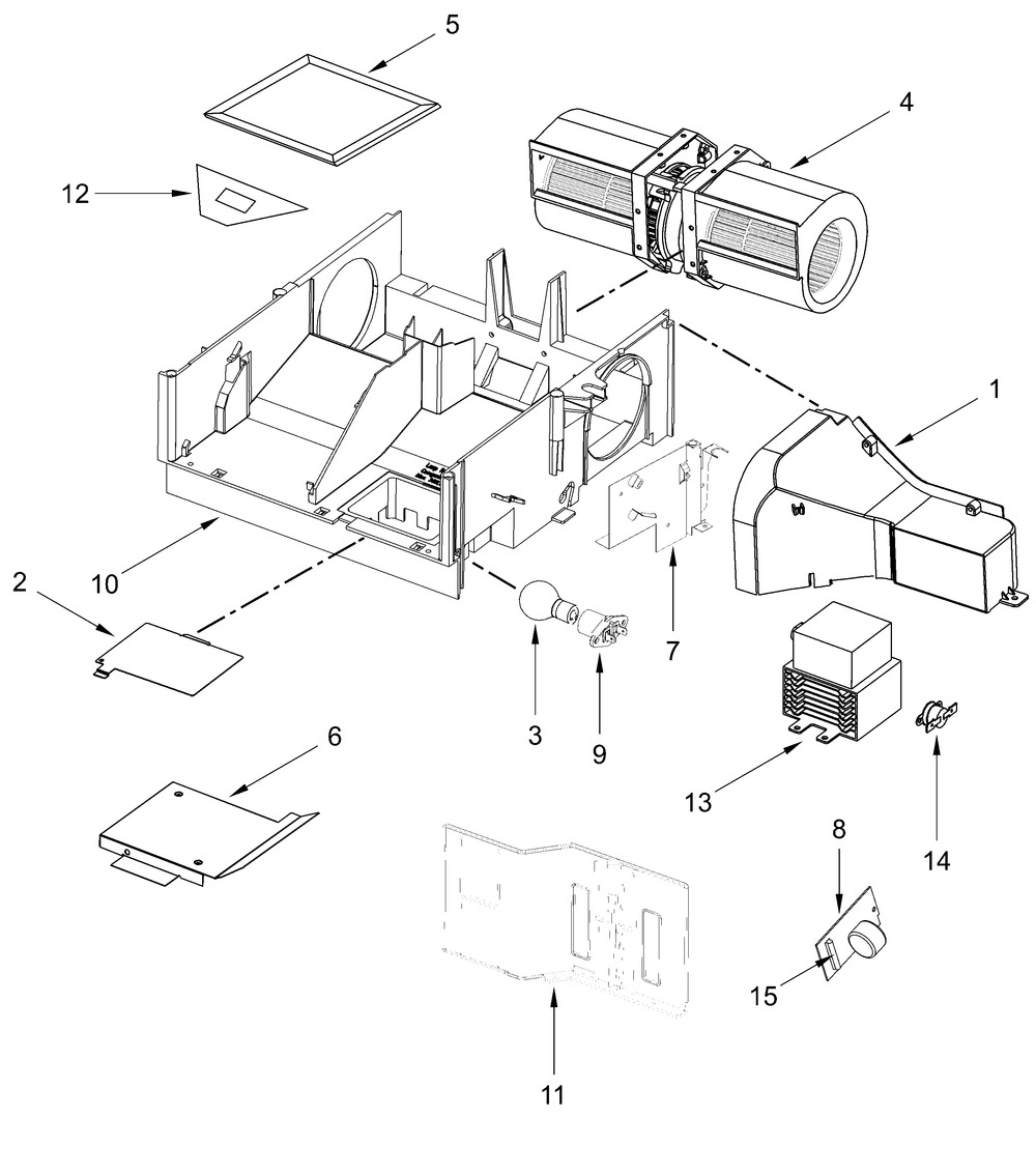 Air Flow Parts Diagram and Parts List for YAMV2307PFS10,YAMV2307PFW10  Whirlpool Microwave