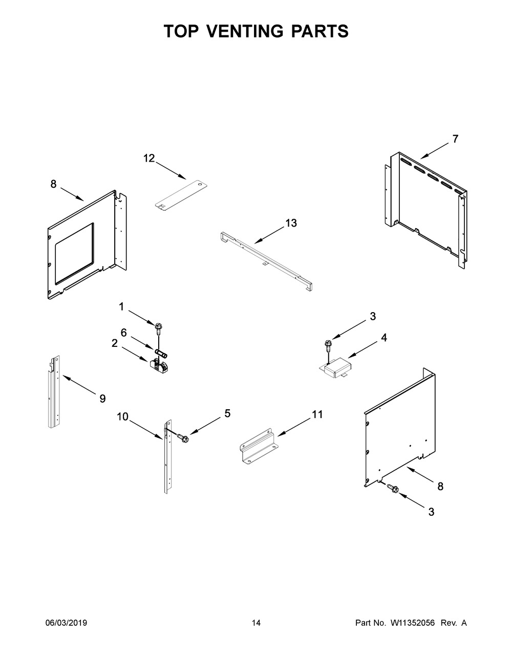 Top Venting Parts Diagram and Parts List for WOC54EC7HB02  Whirlpool Microwave Oven Combo