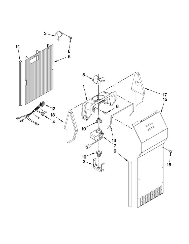 Air Flow Parts Diagram and Parts List for 10641563805  Kenmore Refrigerator