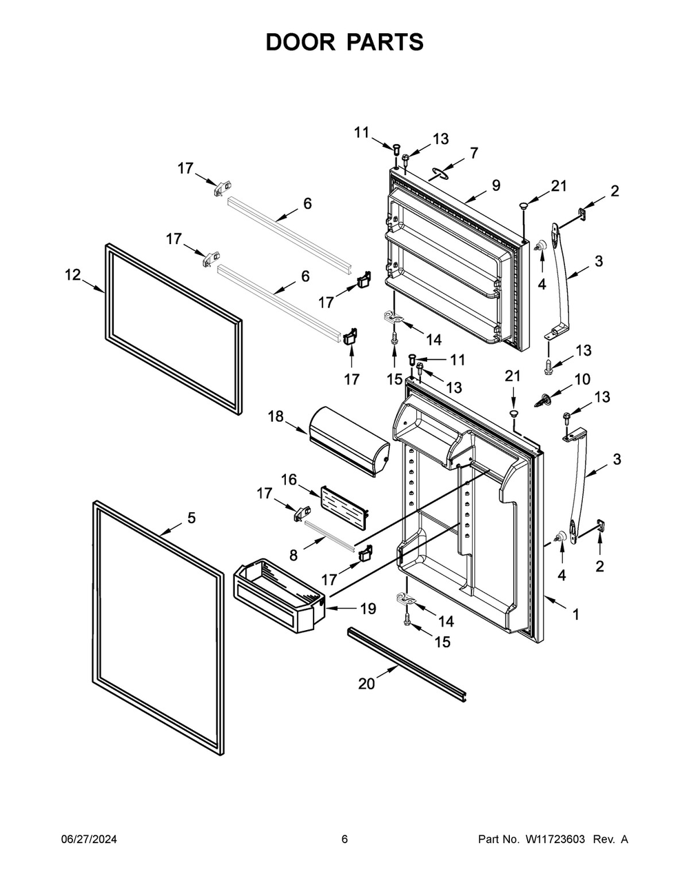 04 - Door Parts Diagram and Parts List for WRT311FZDZ05  Whirlpool Refrigerator