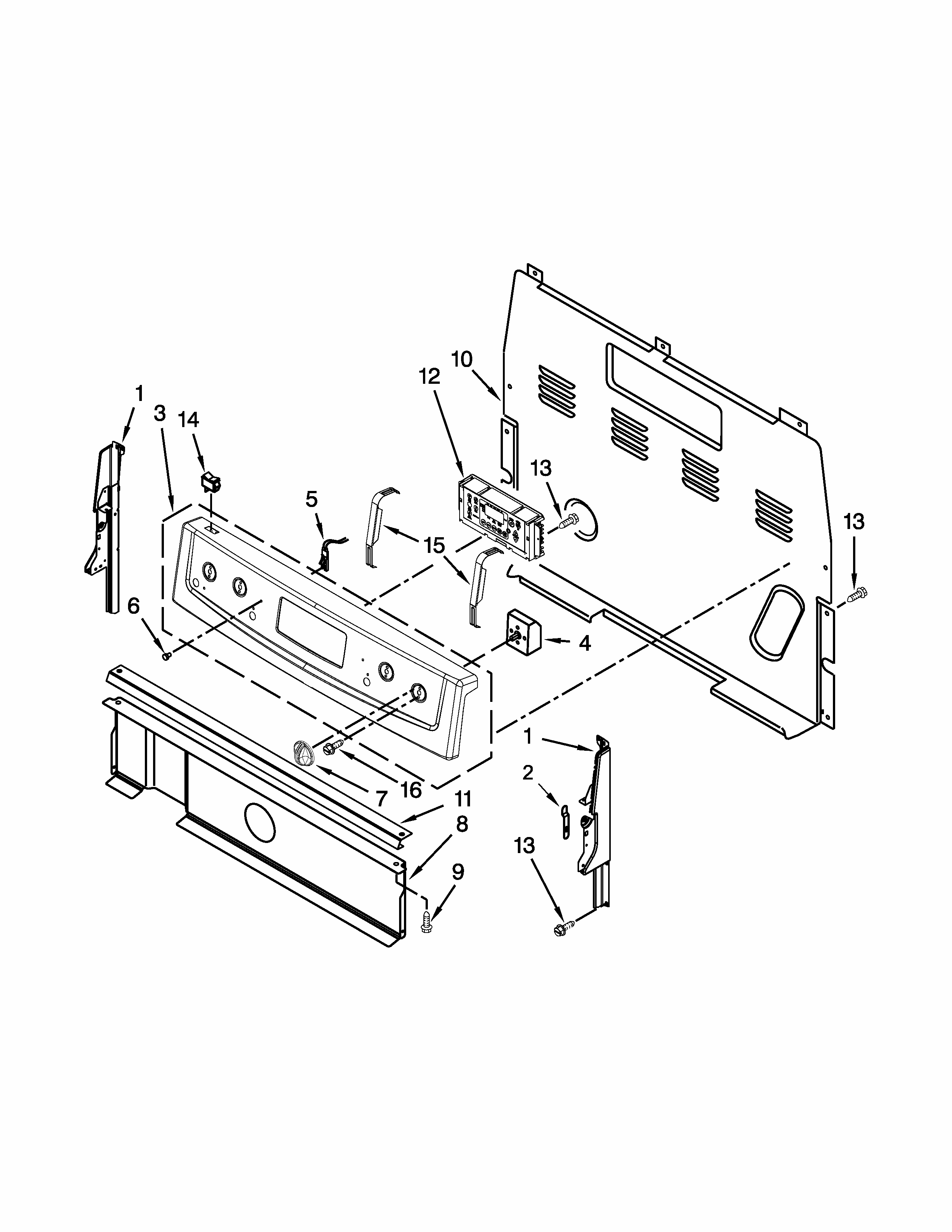 Control Panel Parts Diagram and Parts List for IES505DS0  Whirlpool Range