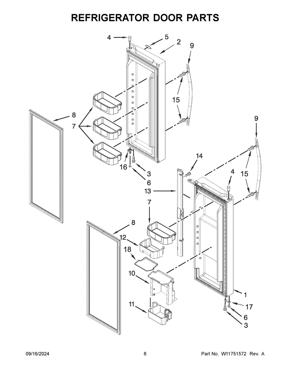 04 - Refrigerator Door Parts Diagram and Parts List for KRFF300ESS06  Whirlpool Refrigerator