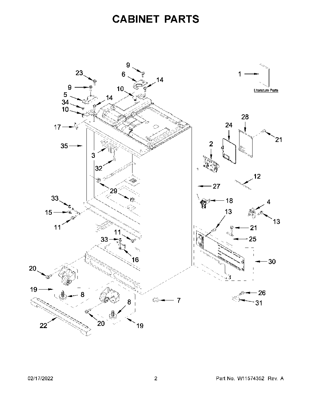 Cabinet Parts Diagram and Parts List for KRFF507HPS03  KitchenAid Refrigerator