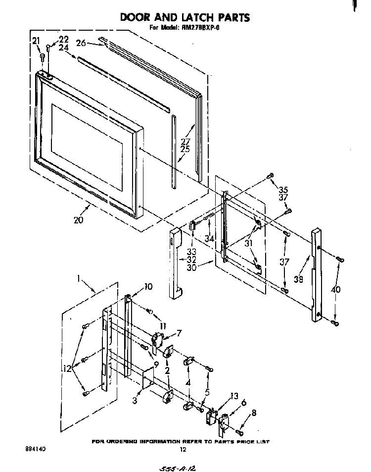 Door And Latch Diagram and Parts List for RM278PXP0  Whirlpool Microwave Oven Combo