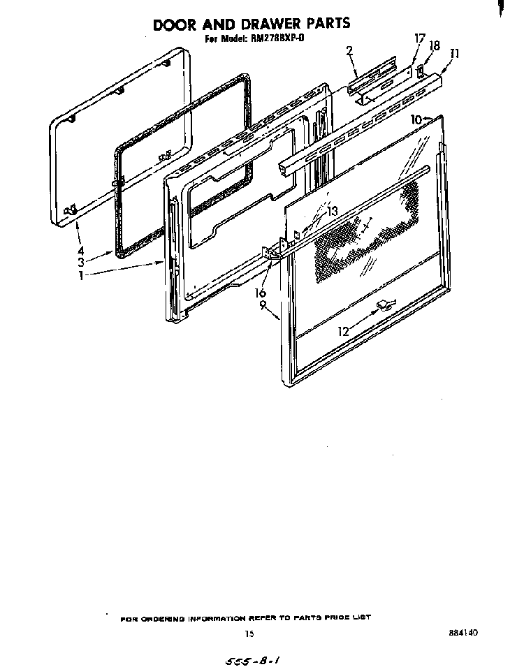 Door And Drawer Diagram and Parts List for RM278PXP0  Whirlpool Microwave Oven Combo