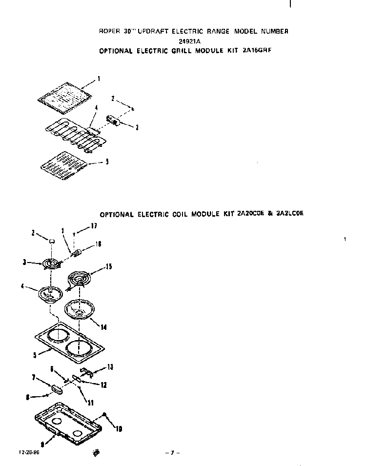 ^electric Grill Module Diagram and Parts List for 2492*1A  Roper Range