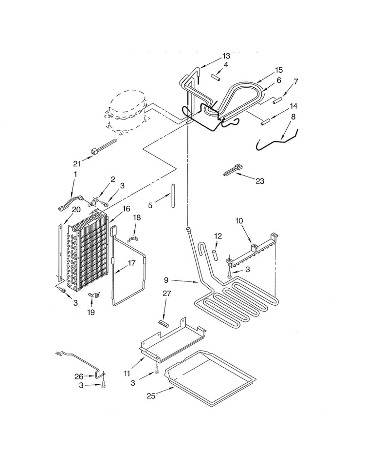Lower Unit & Tube Parts Diagram and Parts List for KCCS36FJT00  KitchenAid Refrigerator