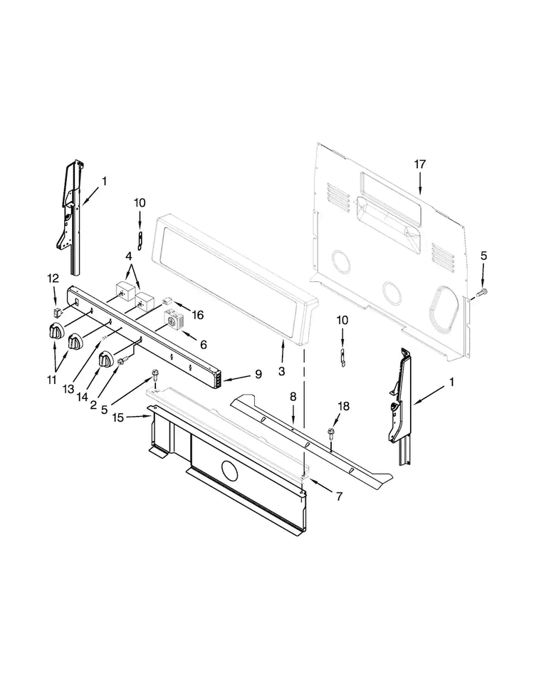 Control Panel Parts Diagram and Parts List for WFC340S0EB0  Whirlpool Range
