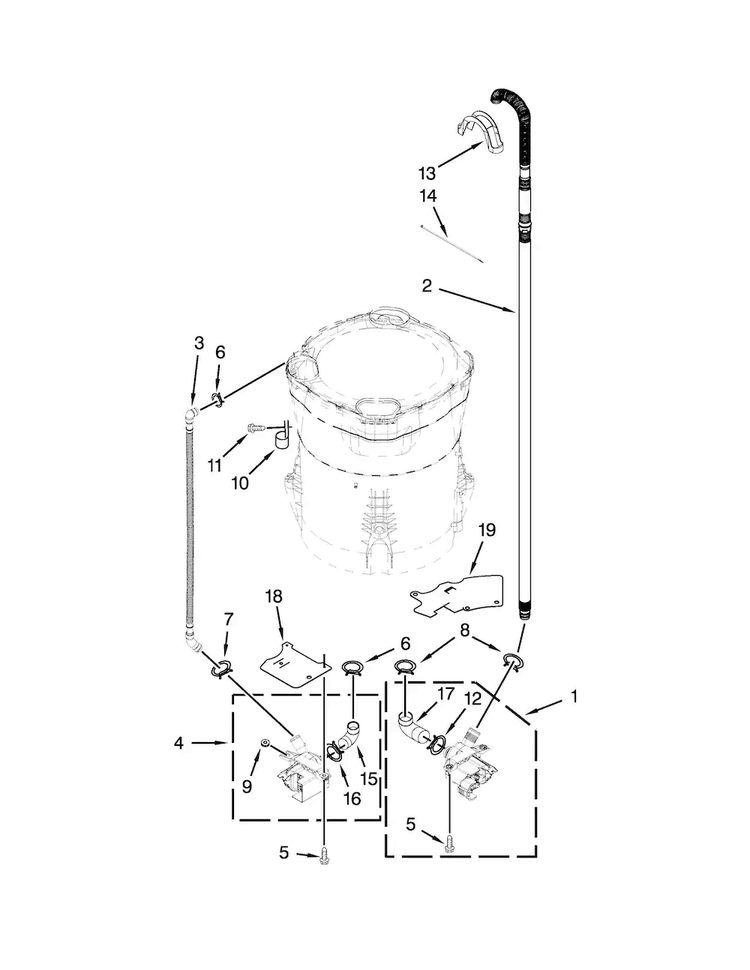 Pump Parts Diagram and Parts List for 11028103310  Kenmore Washer