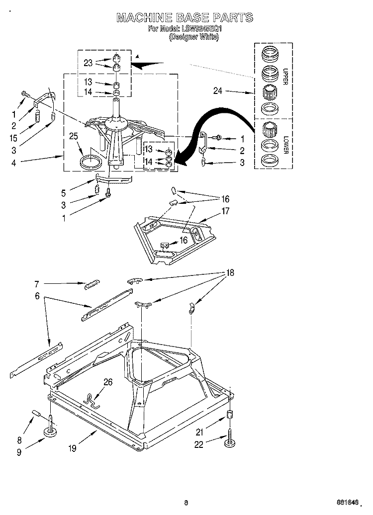 MACHINE BASE Diagram and Parts List for LSW9245EQ1  Whirlpool Washer