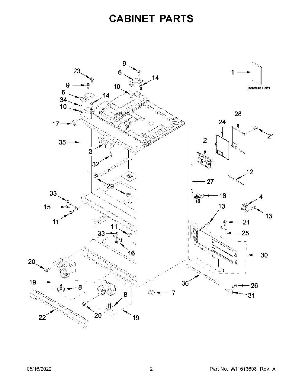 Cabinet Parts Diagram and Parts List for KRFF507HPS04  KitchenAid Refrigerator