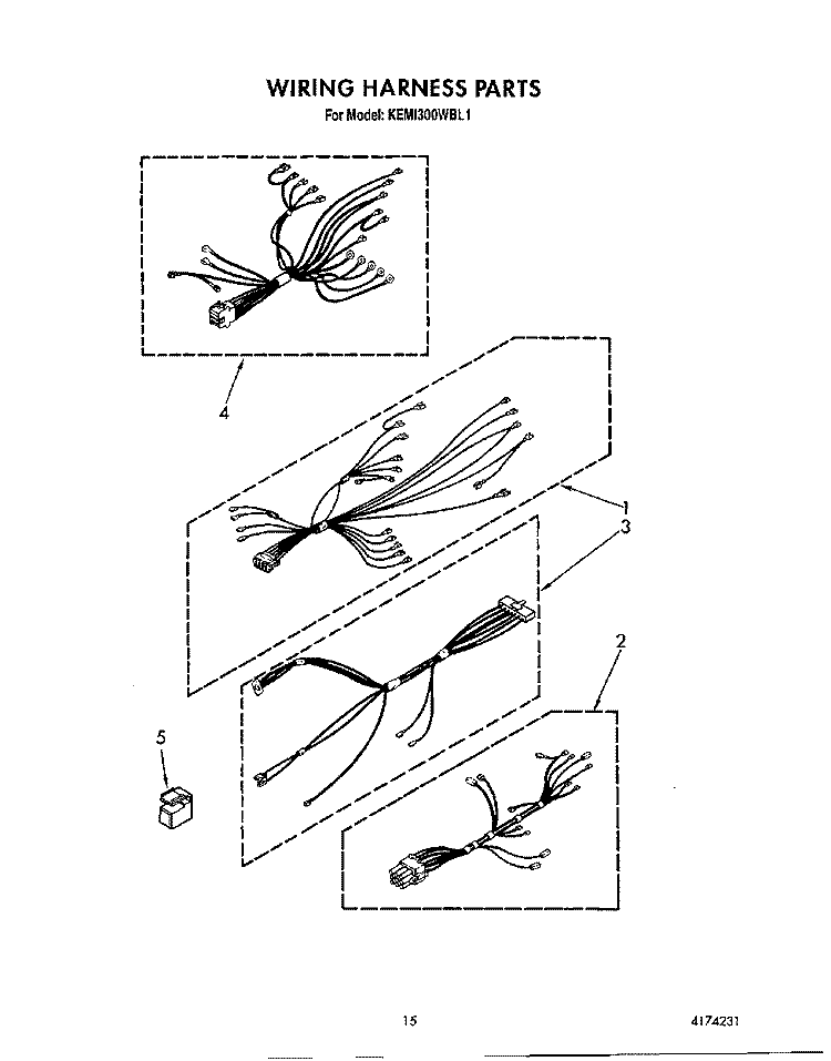 WIRING HARNESS Diagram and Parts List for KEMI300WBL1  KitchenAid Microwave Oven Combo