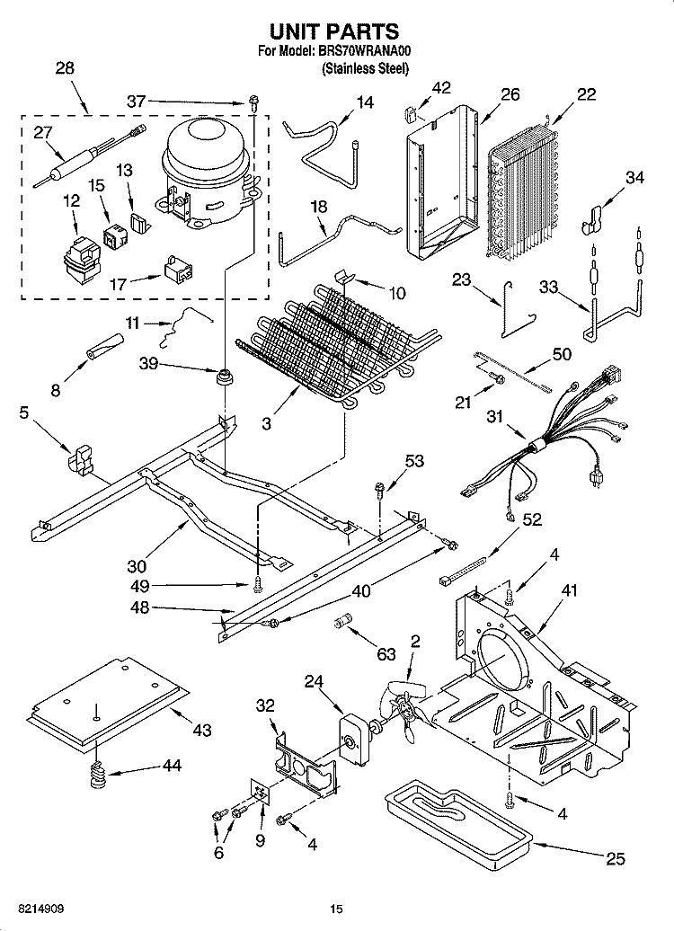 UNIT PARTS Diagram and Parts List for BRS70WRANA00  Whirlpool Refrigerator