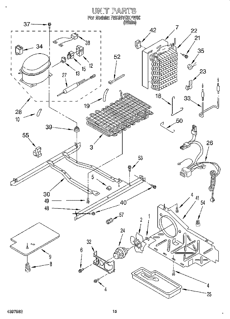 UNIT Diagram and Parts List for 7ED20TQXFW00  Whirlpool Refrigerator
