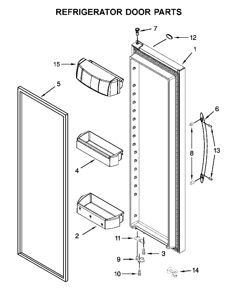 Refrigerator door parts Diagram and Parts List for 10651769512  Kenmore Refrigerator