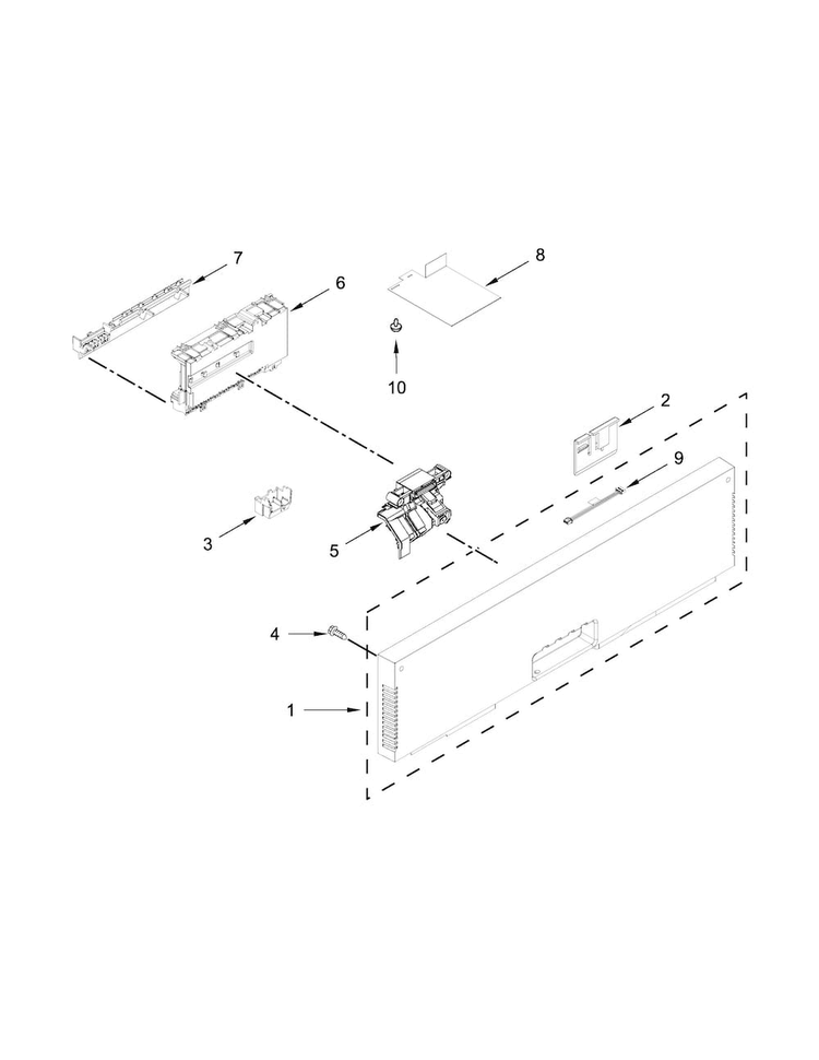 Control Panel And Latch Parts Diagram and Parts List for KDTE204EPA2  KitchenAid Dishwasher