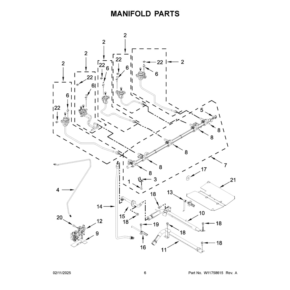 Manifold Parts Diagram and Parts List for KSGB900ESS6  KitchenAid Range