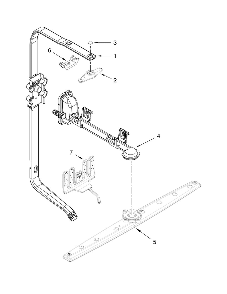 Upper Wash And Rinse Parts Diagram and Parts List for KDTE204EPA2  KitchenAid Dishwasher