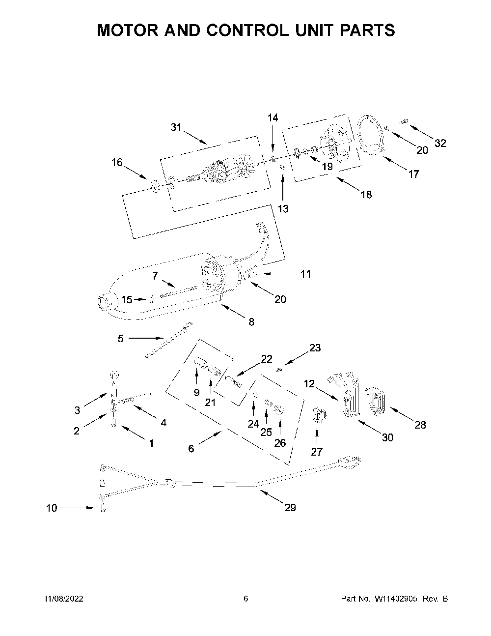 Motor And Control Unit Parts Diagram and Parts List for 5KSM156HMBBM4  KitchenAid Mixer