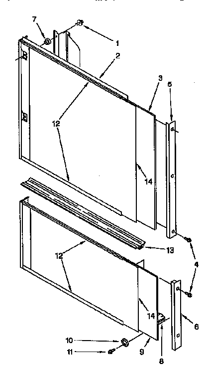Door And Panel Diagram and Parts List for KUDH230YH0  KitchenAid Dishwasher