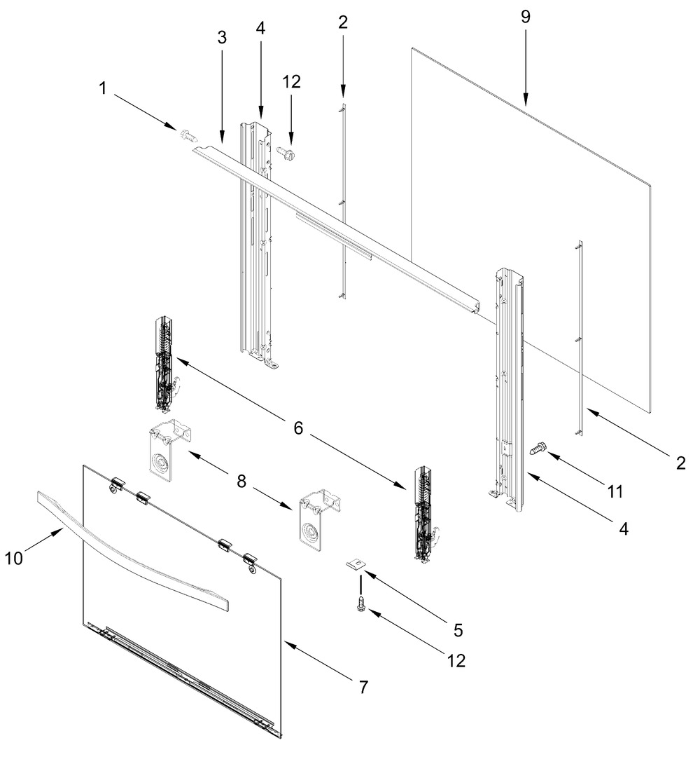 Door Parts Diagram and Parts List for VRGW3150RW0  Whirlpool Range