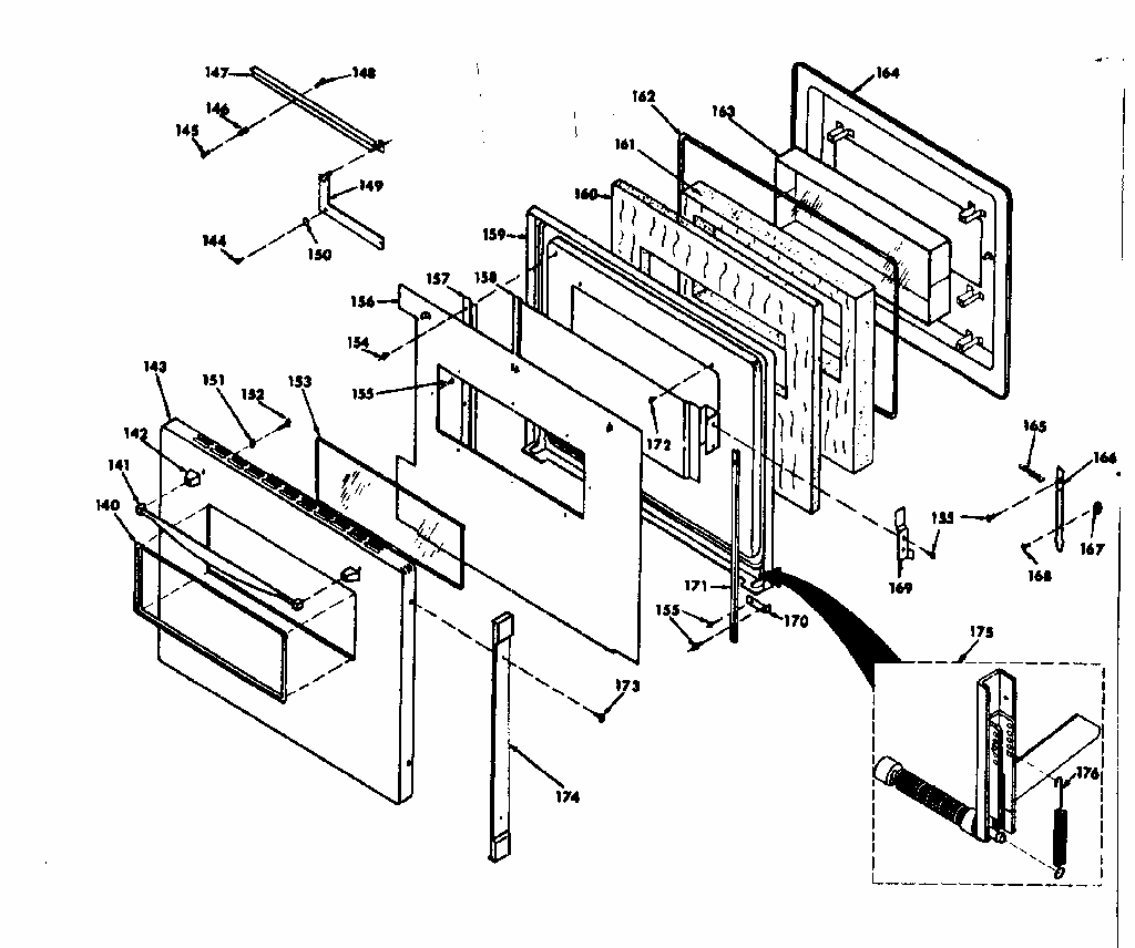 Oven Door Diagram and Parts List for 8504237310  Kenmore Range