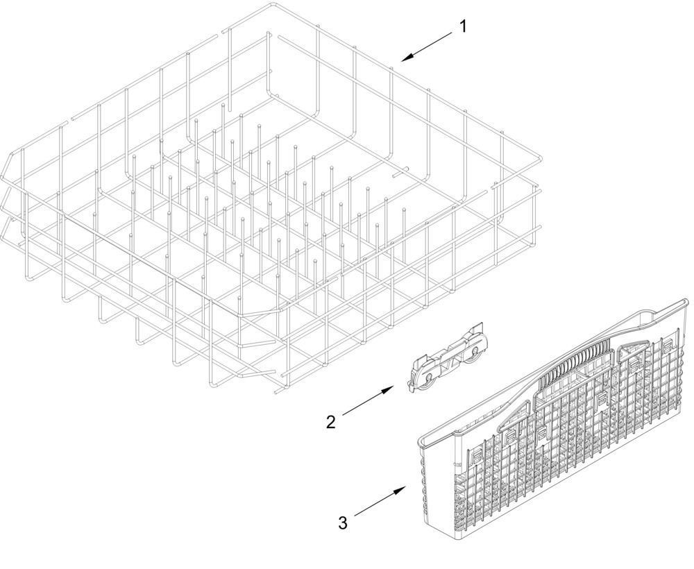 Lower Rack Parts Diagram and Parts List for MDFS3924RZ3  Whirlpool Dishwasher