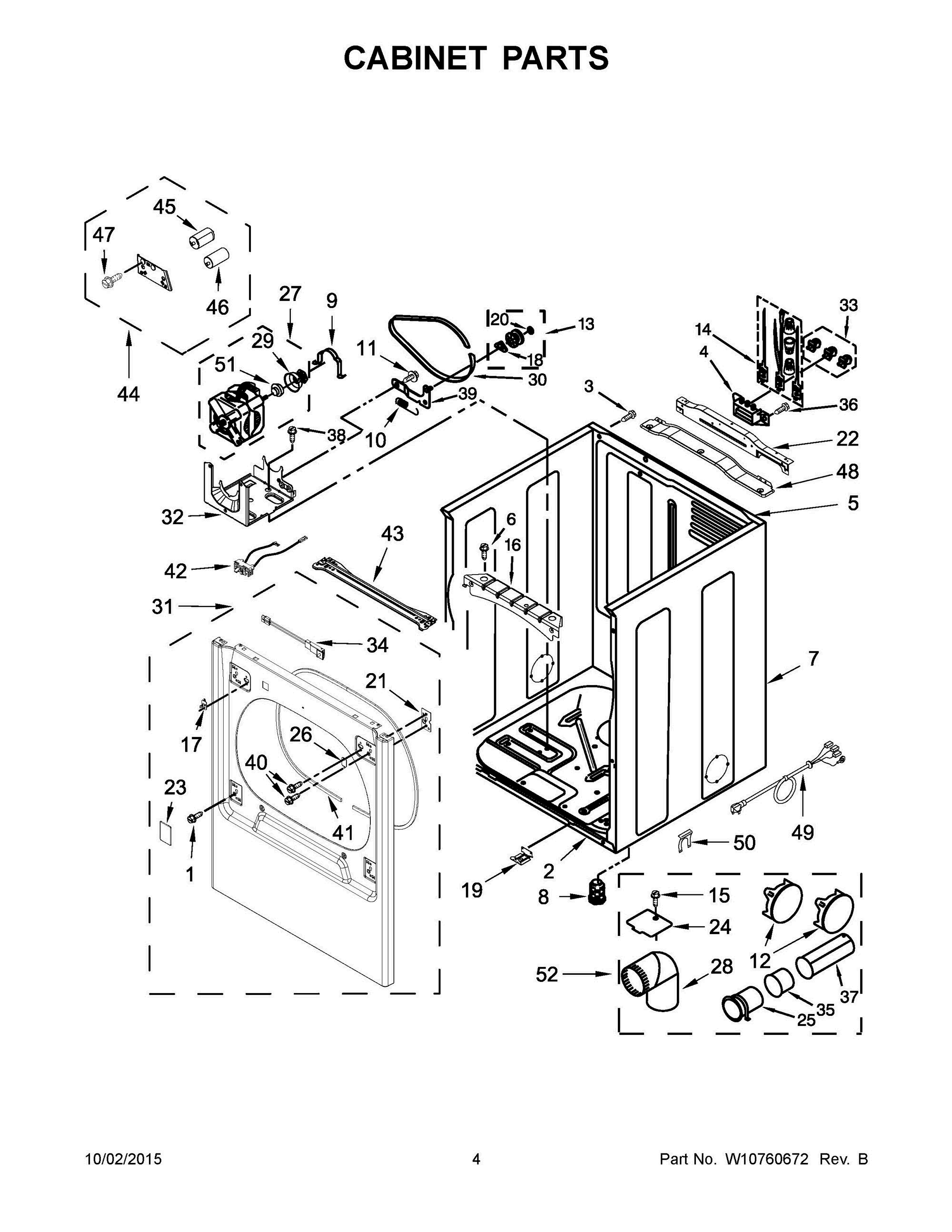 03 - CABINET PARTS Diagram and Parts List for YMEDB855DW0  Whirlpool Dryer