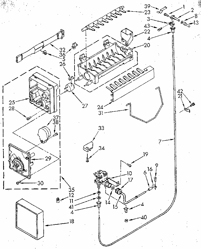 Icemaker Diagram and Parts List for 1068592511 SKR601W0 Kenmore Refrigerator