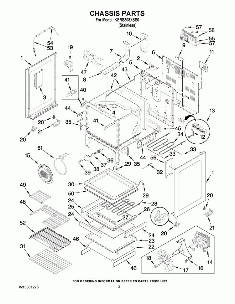 CHASSIS PARTS Diagram and Parts List for KERS308XSS0  KitchenAid Range