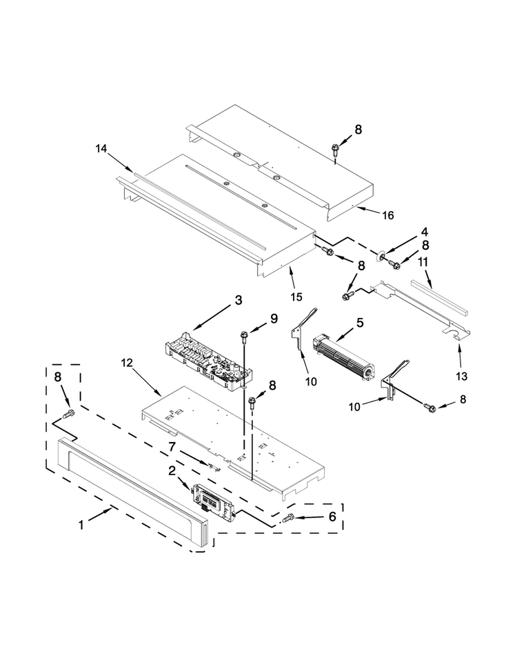 Control Panel Parts Diagram and Parts List for WOS51EC7AB03  Whirlpool Wall Oven