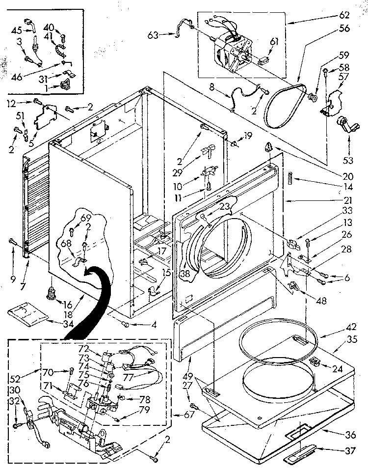 Cabinet Diagram and Parts List for LG5801XSN0  Whirlpool Dryer