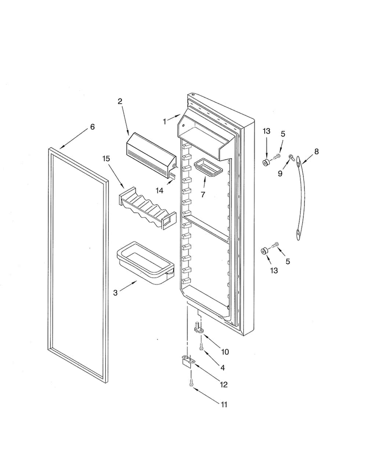 Refrigerator Door Diagram and Parts List for KSRA25ILBL02  KitchenAid Refrigerator